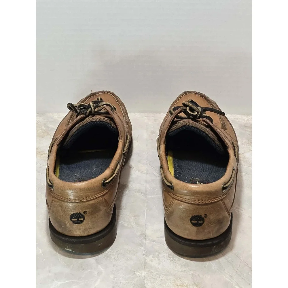 Timberland 3-Eye Boat‎ Shoes Mens 8.5M Brown Leather Classic Preppy GUC